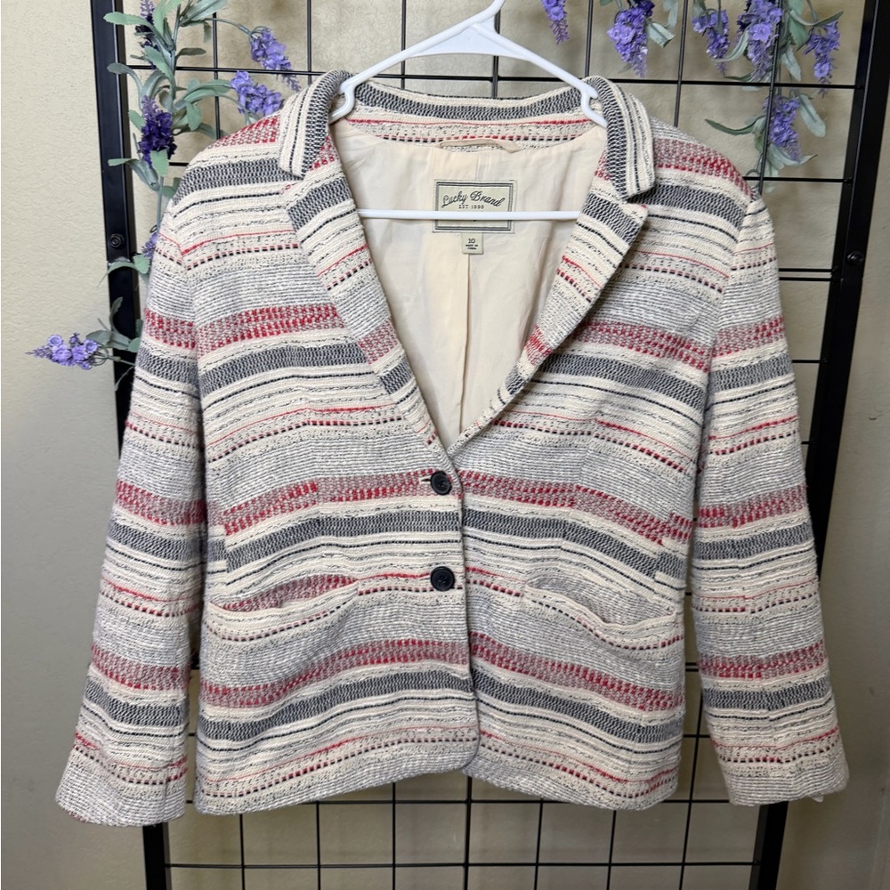 Lucky Brand Women's Multicolor Striped Blazer